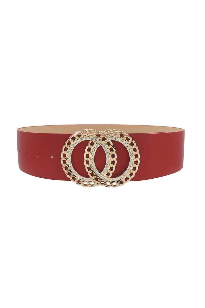 Double Circle Chain And Rhinestone Trim Design Belt Blue Zone Planet