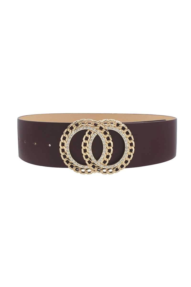 Double Circle Chain And Rhinestone Trim Design Belt Blue Zone Planet