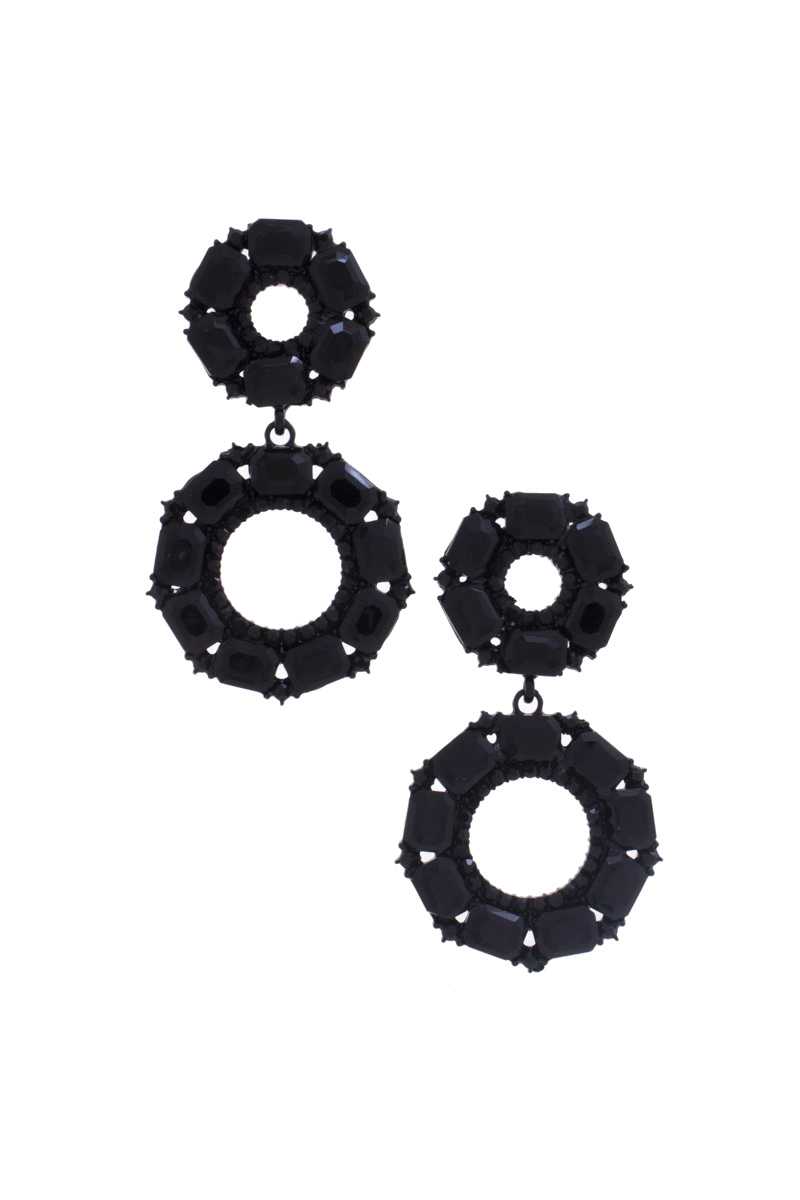Double Circle Rhinestone Earring Blue Zone Planet