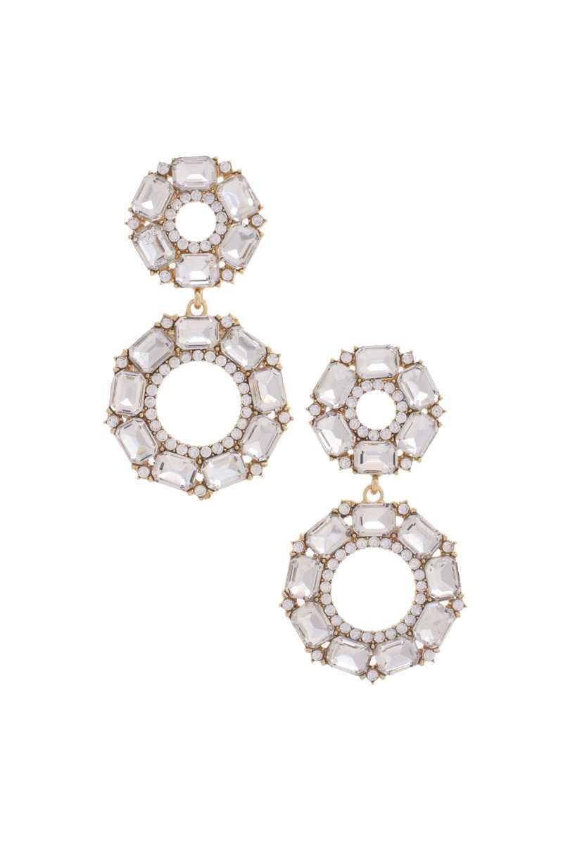 Double Circle Rhinestone Earring Blue Zone Planet