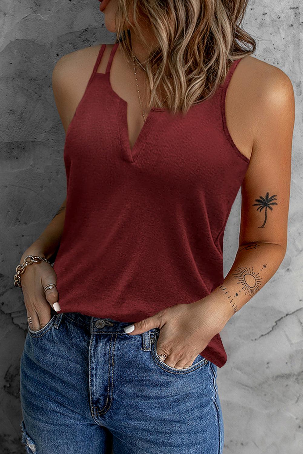 Double-Strap Notched Neck Tank BLUE ZONE PLANET