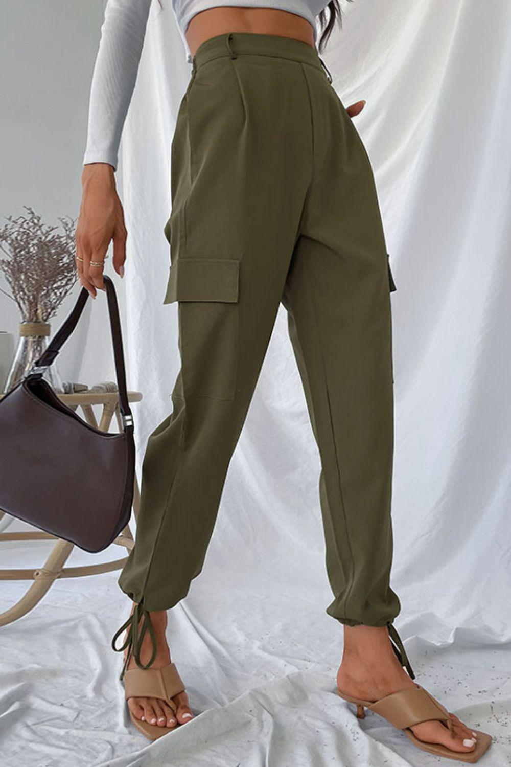Drawstring Ankle Cargo Pants BLUE ZONE PLANET