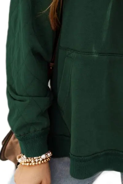 Drawstring Kangaroo Pocket Dropped Shoulder Hoodie BLUE ZONE PLANET
