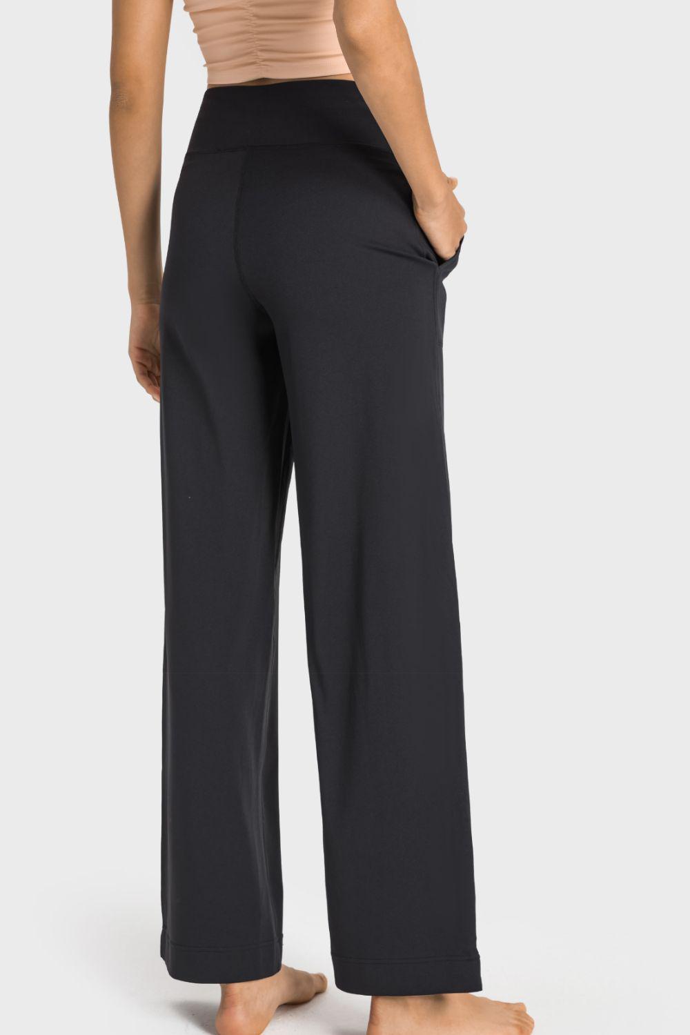 Drawstring Waist Wide Leg Sports Pants with Pockets BLUE ZONE PLANET