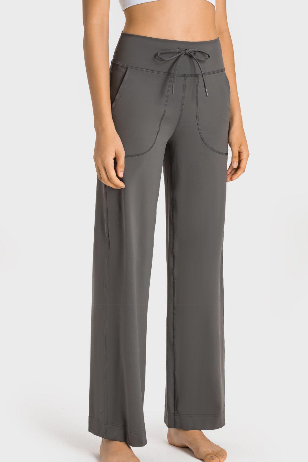 Drawstring Waist Wide Leg Sports Pants with Pockets BLUE ZONE PLANET