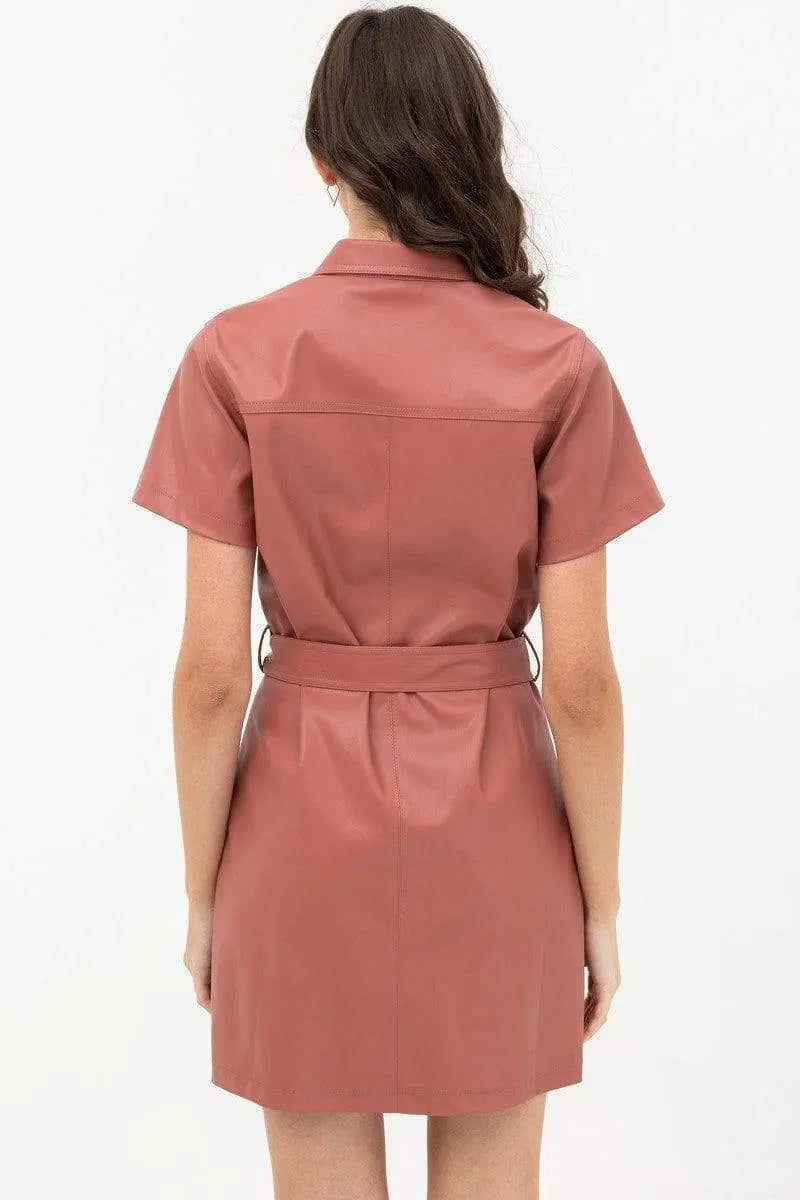 Dress With Over Shirt Silhouette Made From Pleather Blue Zone Planet
