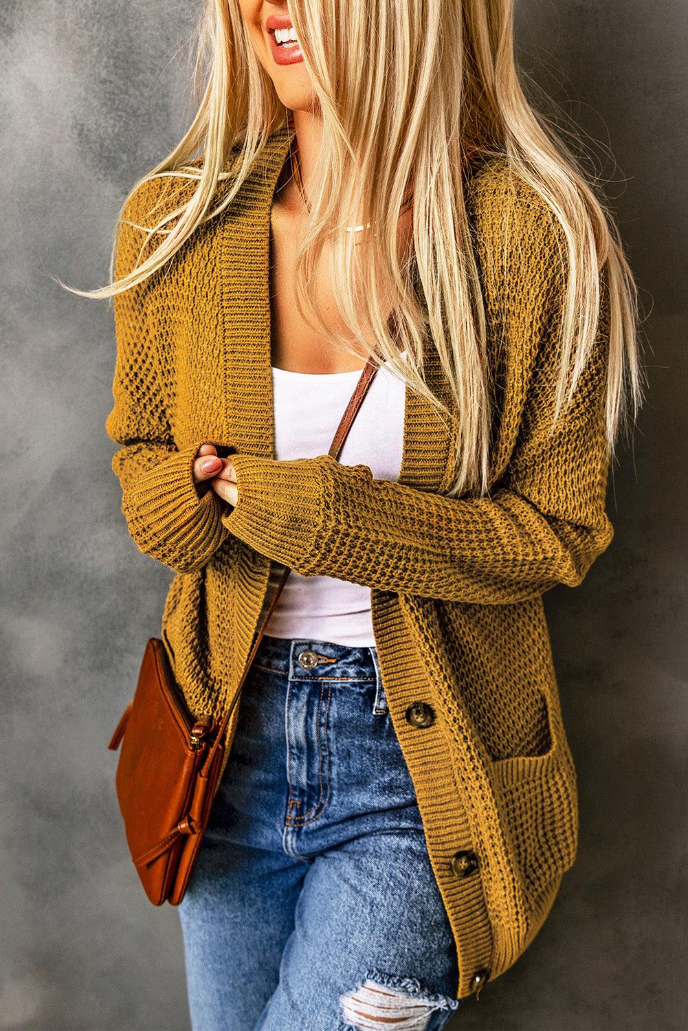 Drop Shoulder Button Down Pocketed Cardigan BLUE ZONE PLANET