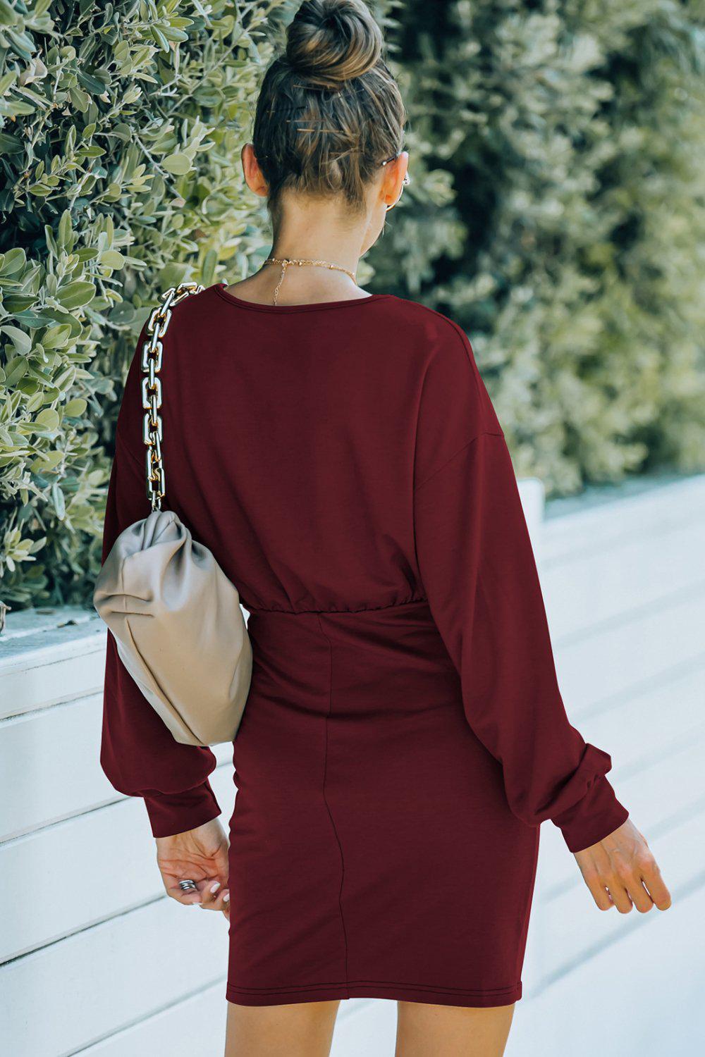 Drop Shoulder Pencil Hem Dress BLUE ZONE PLANET