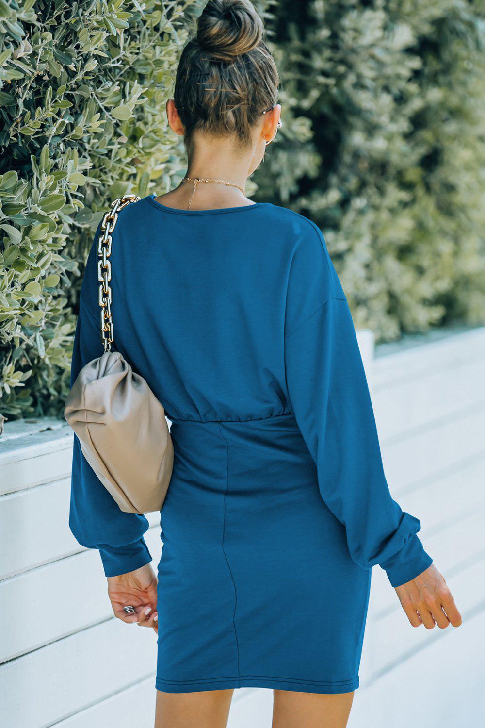 Drop Shoulder Pencil Hem Dress BLUE ZONE PLANET