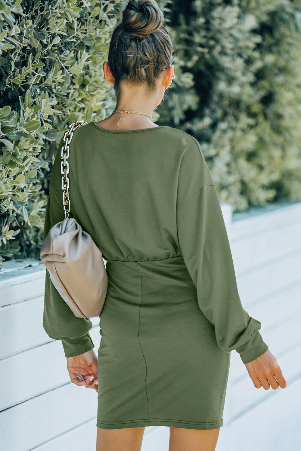 Drop Shoulder Pencil Hem Dress BLUE ZONE PLANET