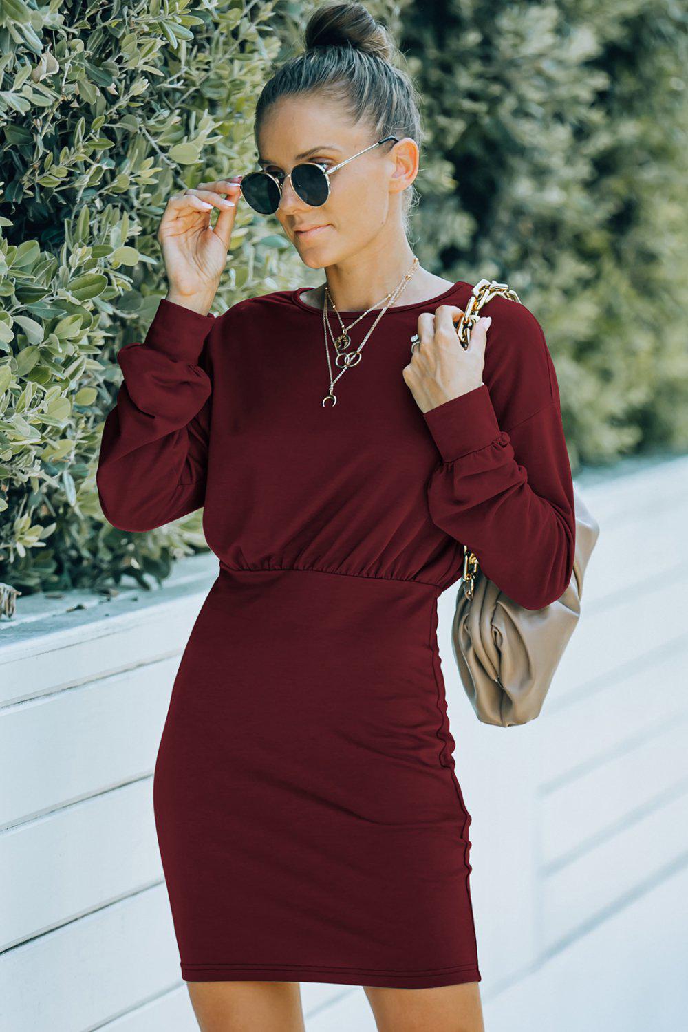 Drop Shoulder Pencil Hem Dress BLUE ZONE PLANET
