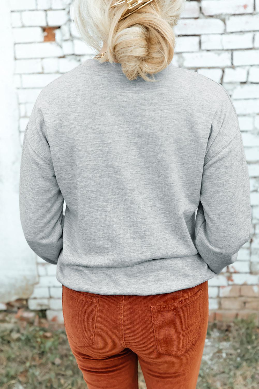 Drop Shoulder Ribbed Trim Sweatshirt BLUE ZONE PLANET