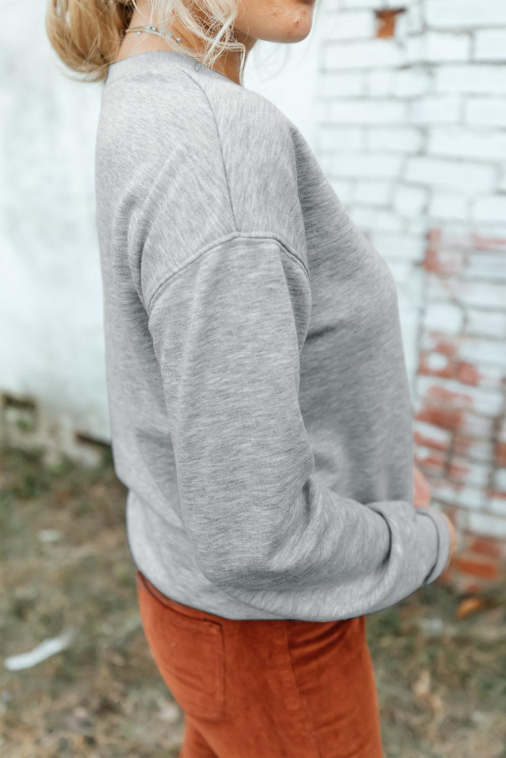 Drop Shoulder Ribbed Trim Sweatshirt BLUE ZONE PLANET