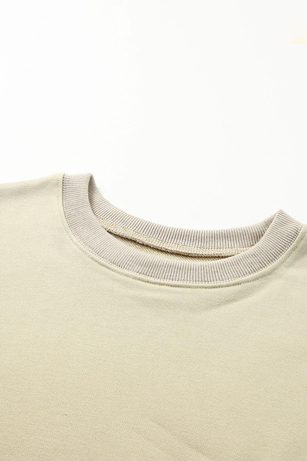 Drop Shoulder Ribbed Trim Sweatshirt BLUE ZONE PLANET