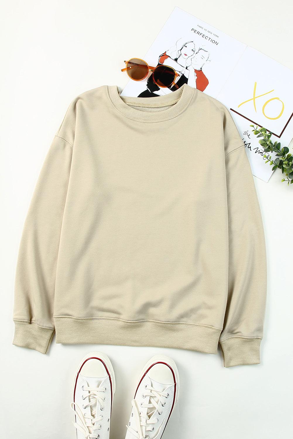 Drop Shoulder Ribbed Trim Sweatshirt BLUE ZONE PLANET