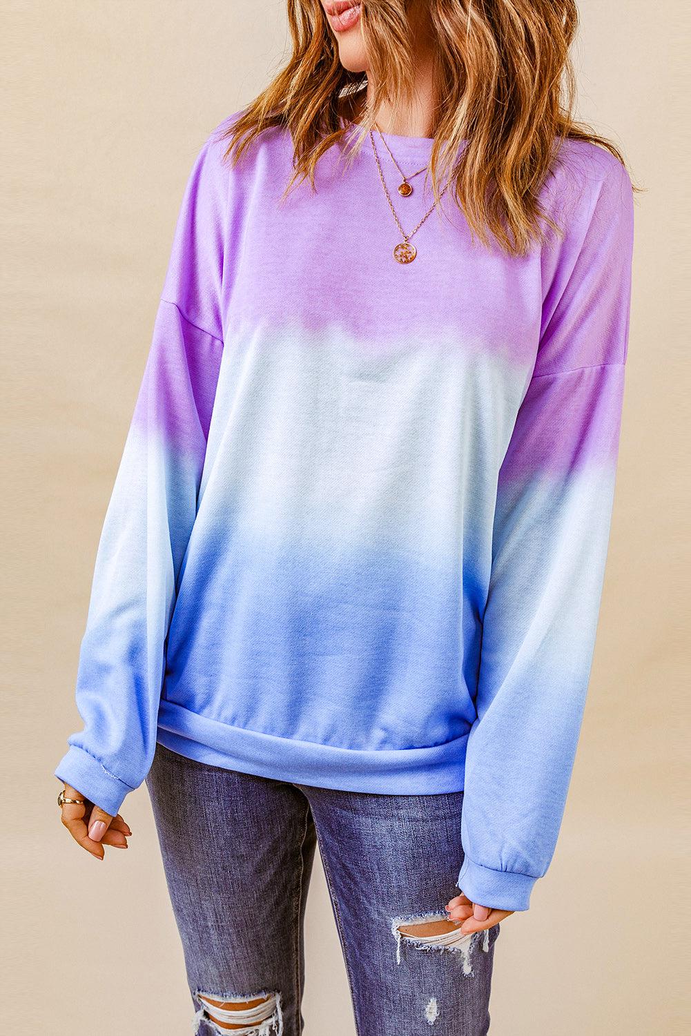 Drop Shoulder Round Neck Sweatshirt BLUE ZONE PLANET