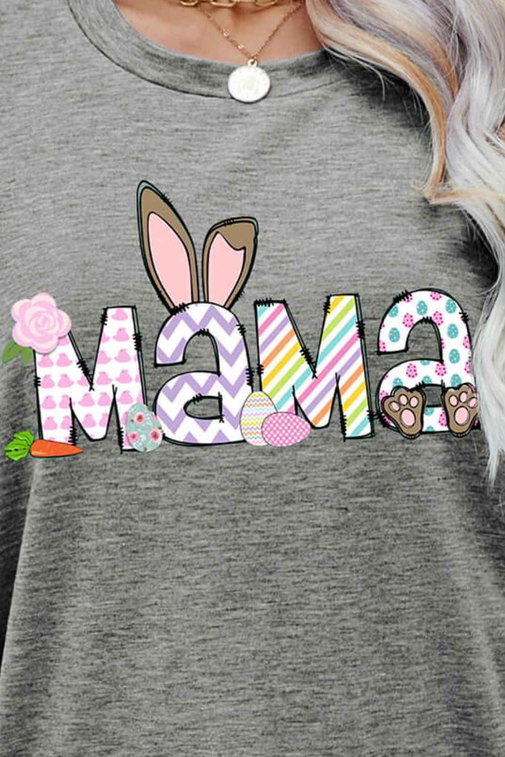 Easter MAMA Graphic Round Neck T-Shirt BLUE ZONE PLANET