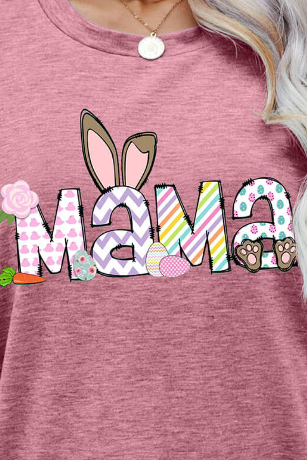 Easter MAMA Graphic Round Neck T-Shirt BLUE ZONE PLANET
