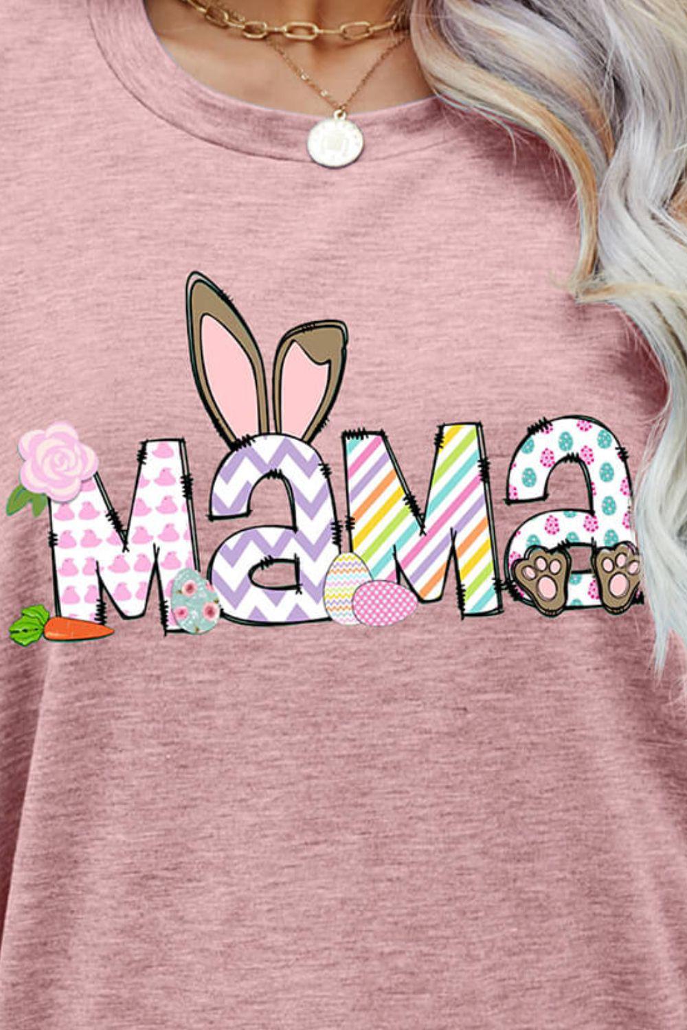 Easter MAMA Graphic Round Neck T-Shirt BLUE ZONE PLANET
