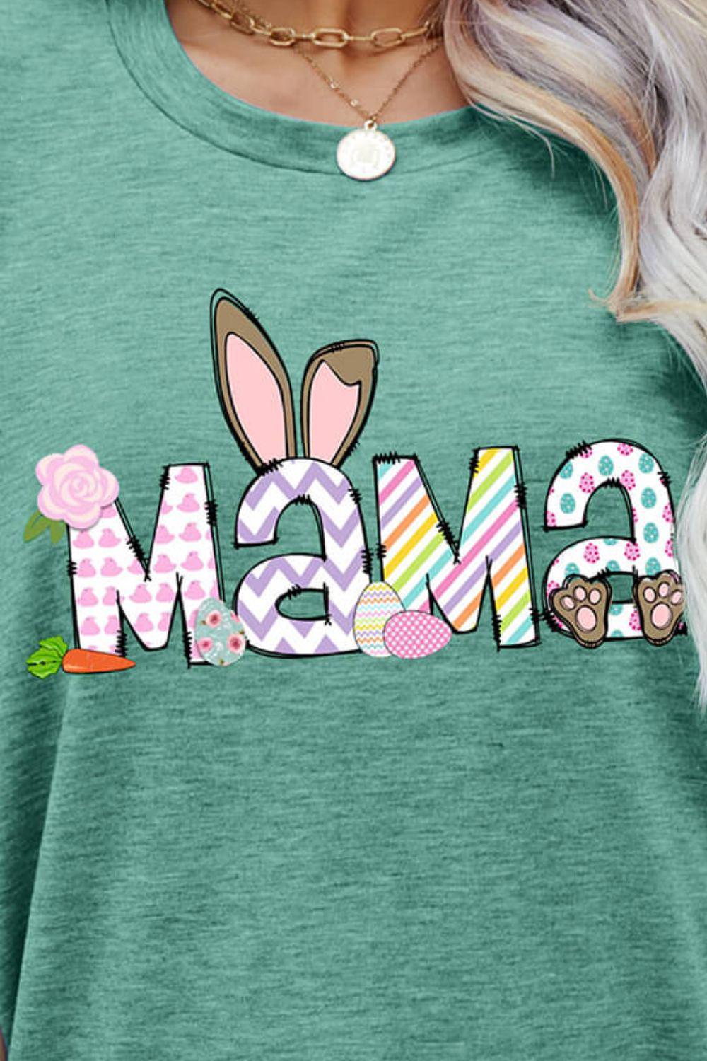 Easter MAMA Graphic Round Neck T-Shirt BLUE ZONE PLANET