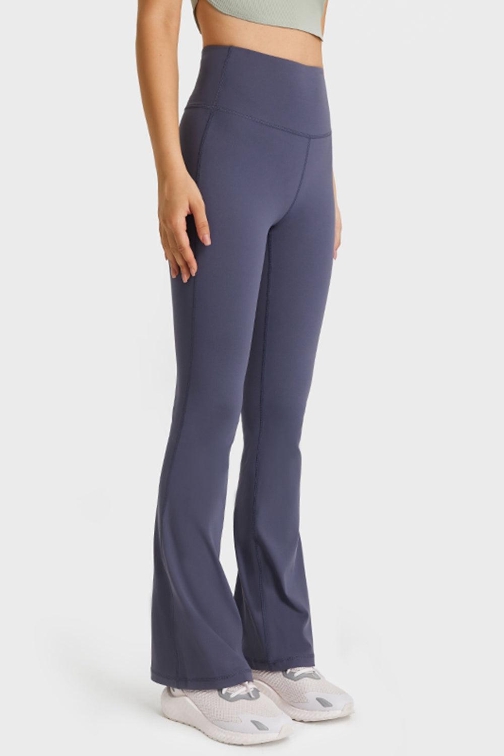 Elastic Waist Flare Yoga Pants BLUE ZONE PLANET