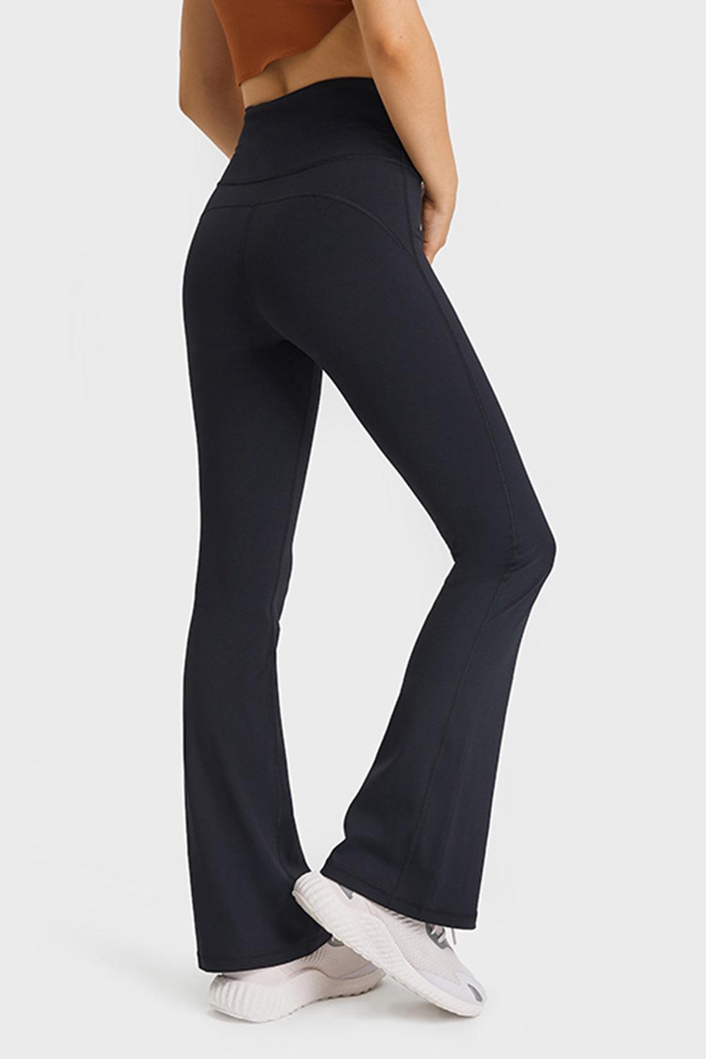Elastic Waist Flare Yoga Pants BLUE ZONE PLANET