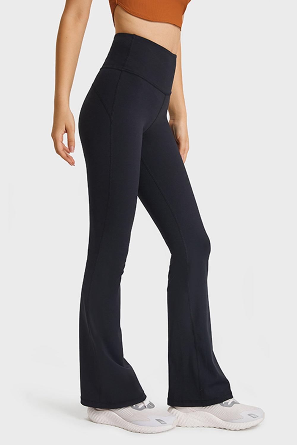 Elastic Waist Flare Yoga Pants BLUE ZONE PLANET