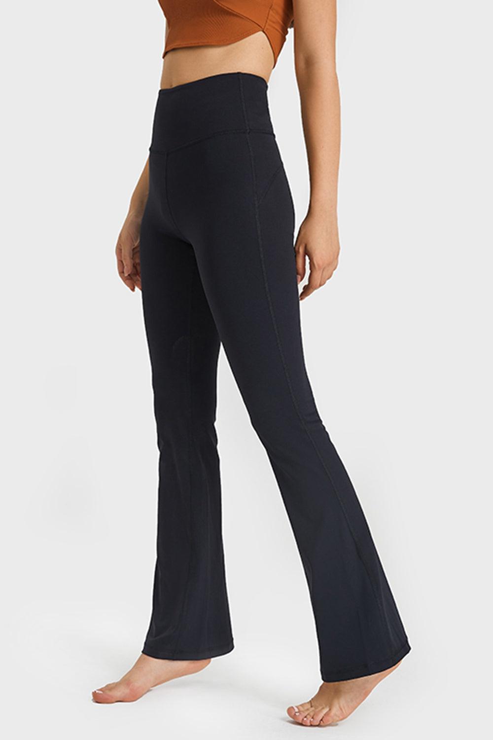 Elastic Waist Flare Yoga Pants BLUE ZONE PLANET