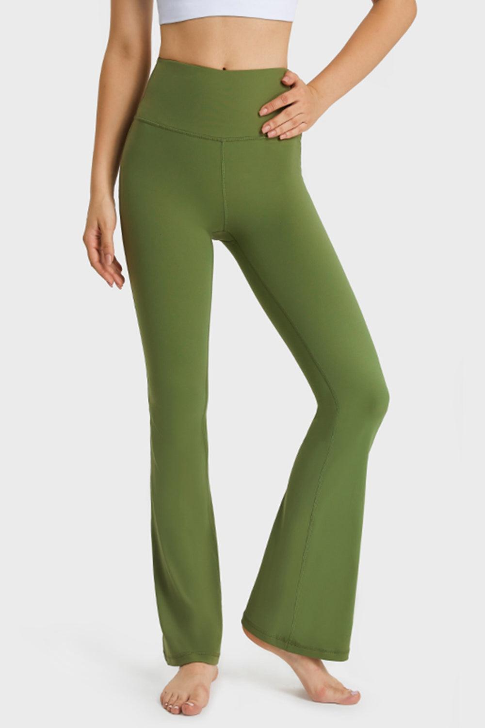 Elastic Waist Flare Yoga Pants BLUE ZONE PLANET