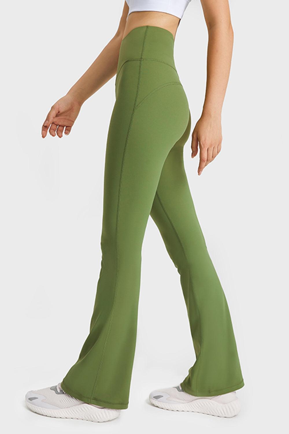 Elastic Waist Flare Yoga Pants BLUE ZONE PLANET