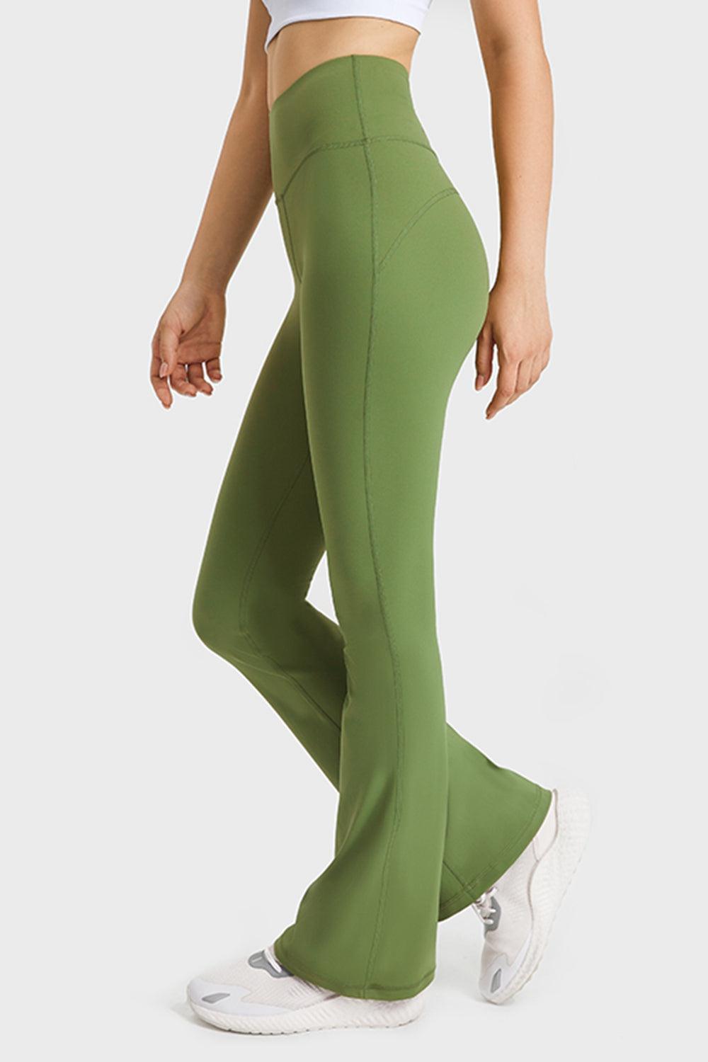 Elastic Waist Flare Yoga Pants BLUE ZONE PLANET