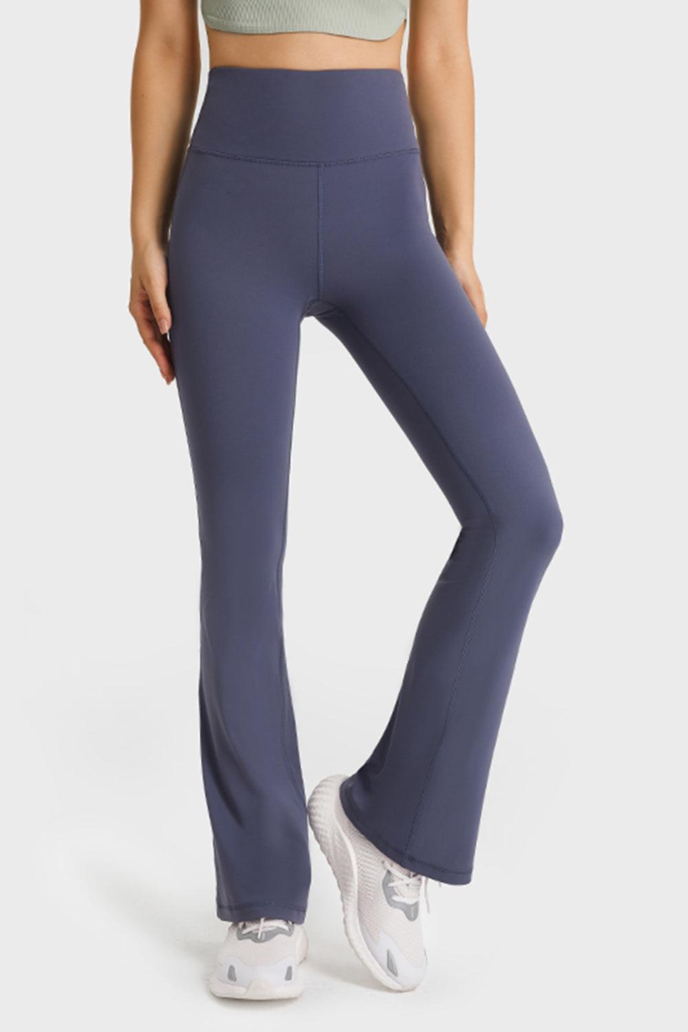 Elastic Waist Flare Yoga Pants BLUE ZONE PLANET