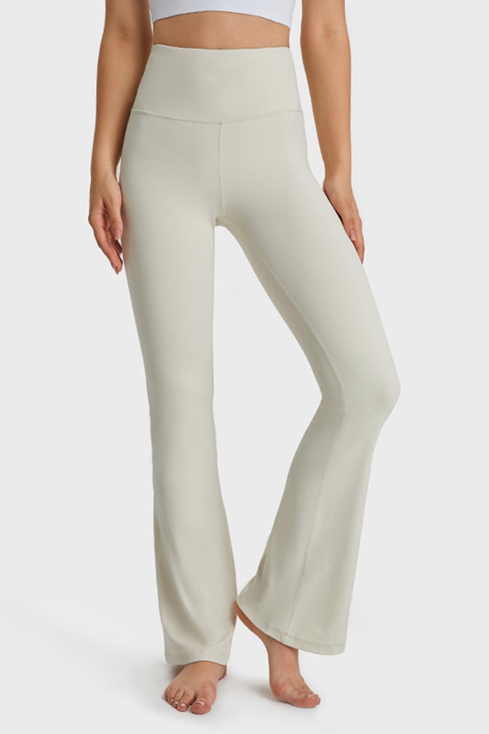 Elastic Waist Flare Yoga Pants BLUE ZONE PLANET