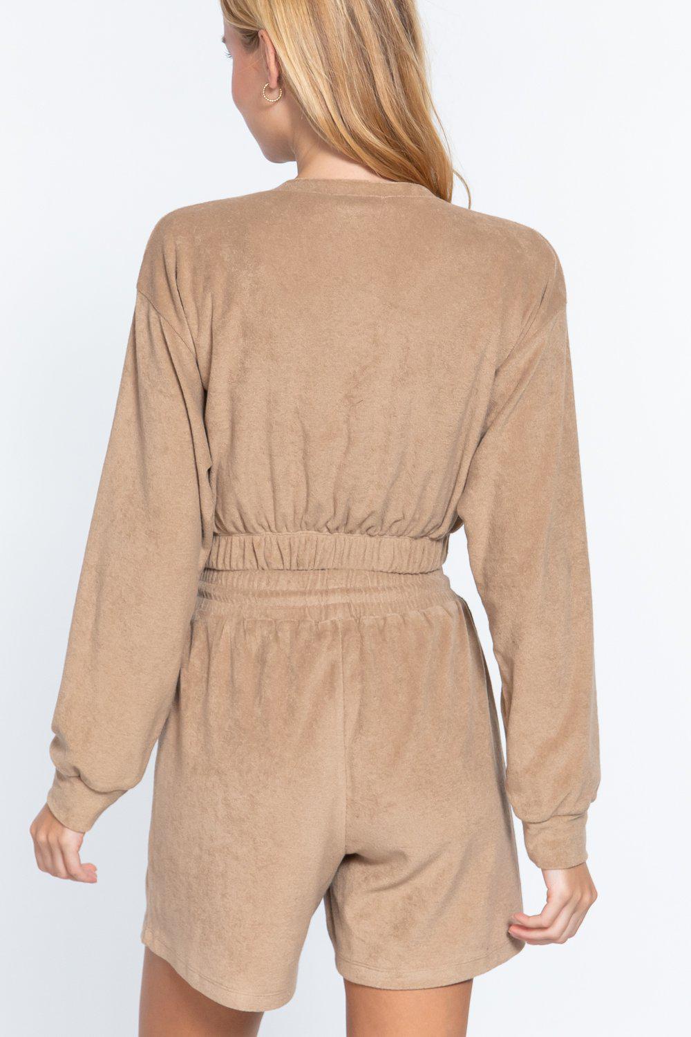 Elasticized Hem Terry Towelling Top Blue Zone Planet