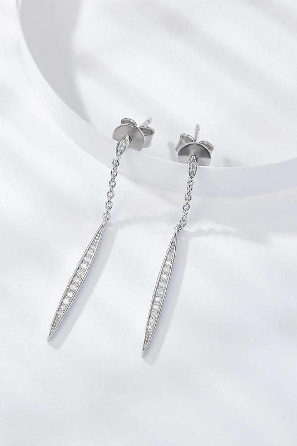 Elegant Moissanite 925 Sterling Silver Drop Earrings BLUE ZONE PLANET