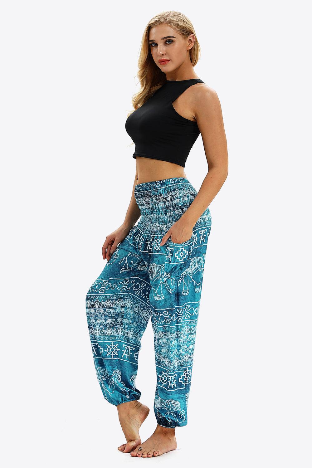 Elephant Print Pocket Joggers BLUE ZONE PLANET