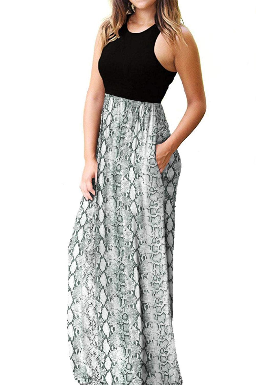 Empire Waist Sleeveless Dress with Pockets BLUE ZONE PLANET