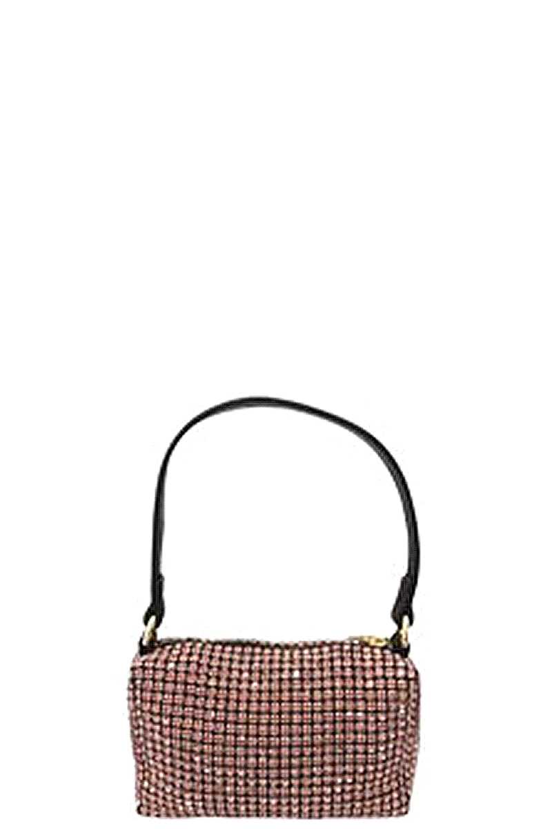 Fashion Chic Rhinestone Handle Clutch Bag Blue Zone Planet