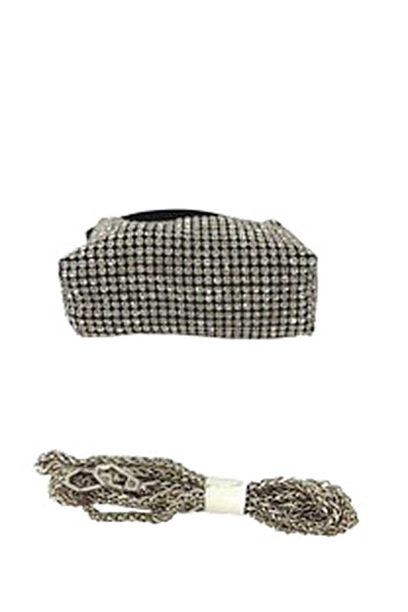 Fashion Chic Rhinestone Handle Clutch Bag Blue Zone Planet