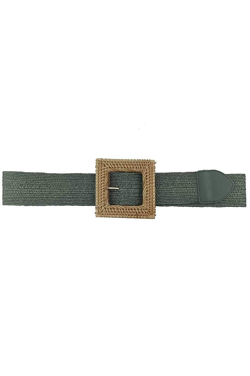 Fashion Square Straw Buckle Belt Blue Zone Planet