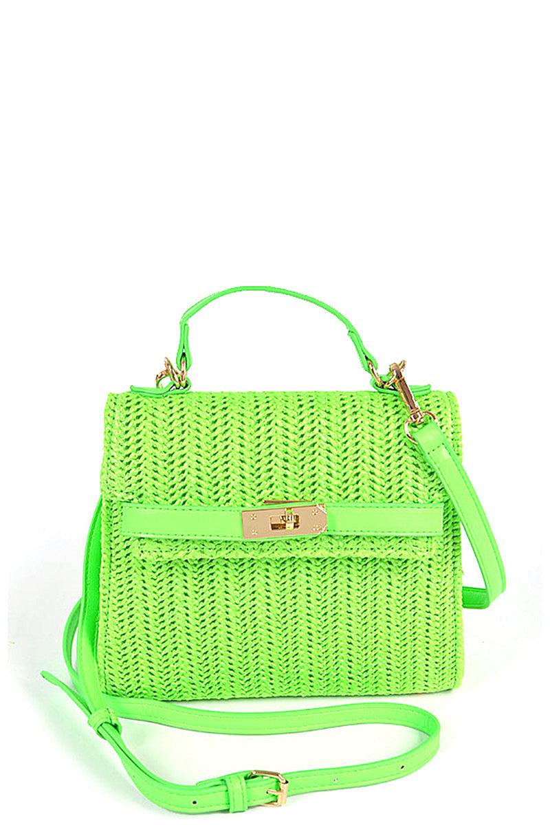 Faux Straw Top Handle Clutch Blue Zone Planet