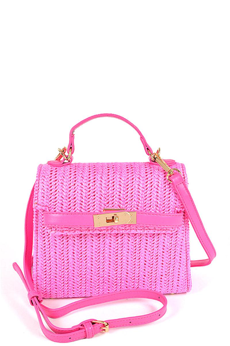 Faux Straw Top Handle Clutch Blue Zone Planet