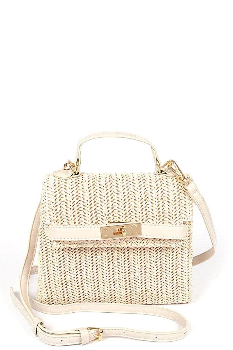 Faux Straw Top Handle Clutch Blue Zone Planet