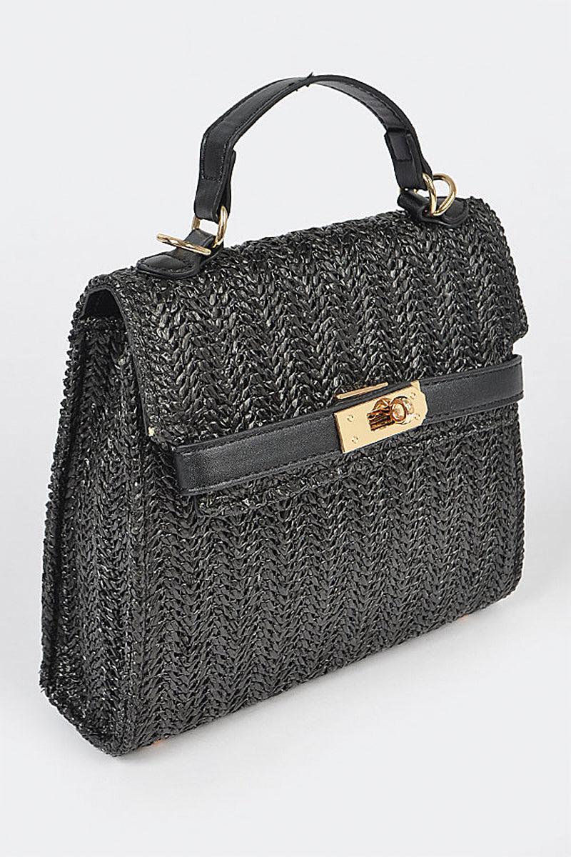 Faux Straw Top Handle Clutch Blue Zone Planet