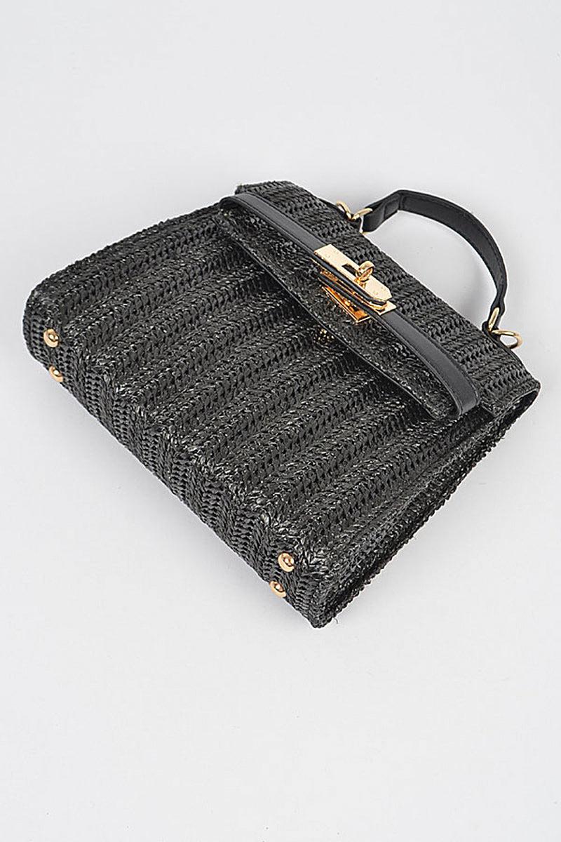 Faux Straw Top Handle Clutch Blue Zone Planet