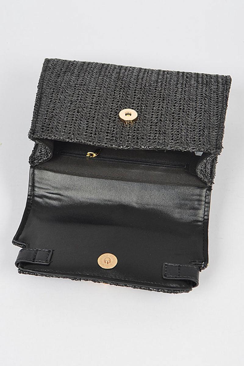 Faux Straw Top Handle Clutch Blue Zone Planet