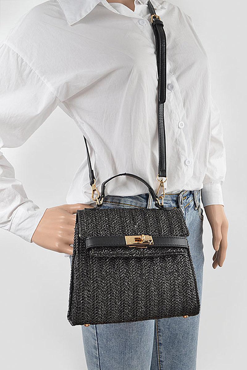 Faux Straw Top Handle Clutch Blue Zone Planet