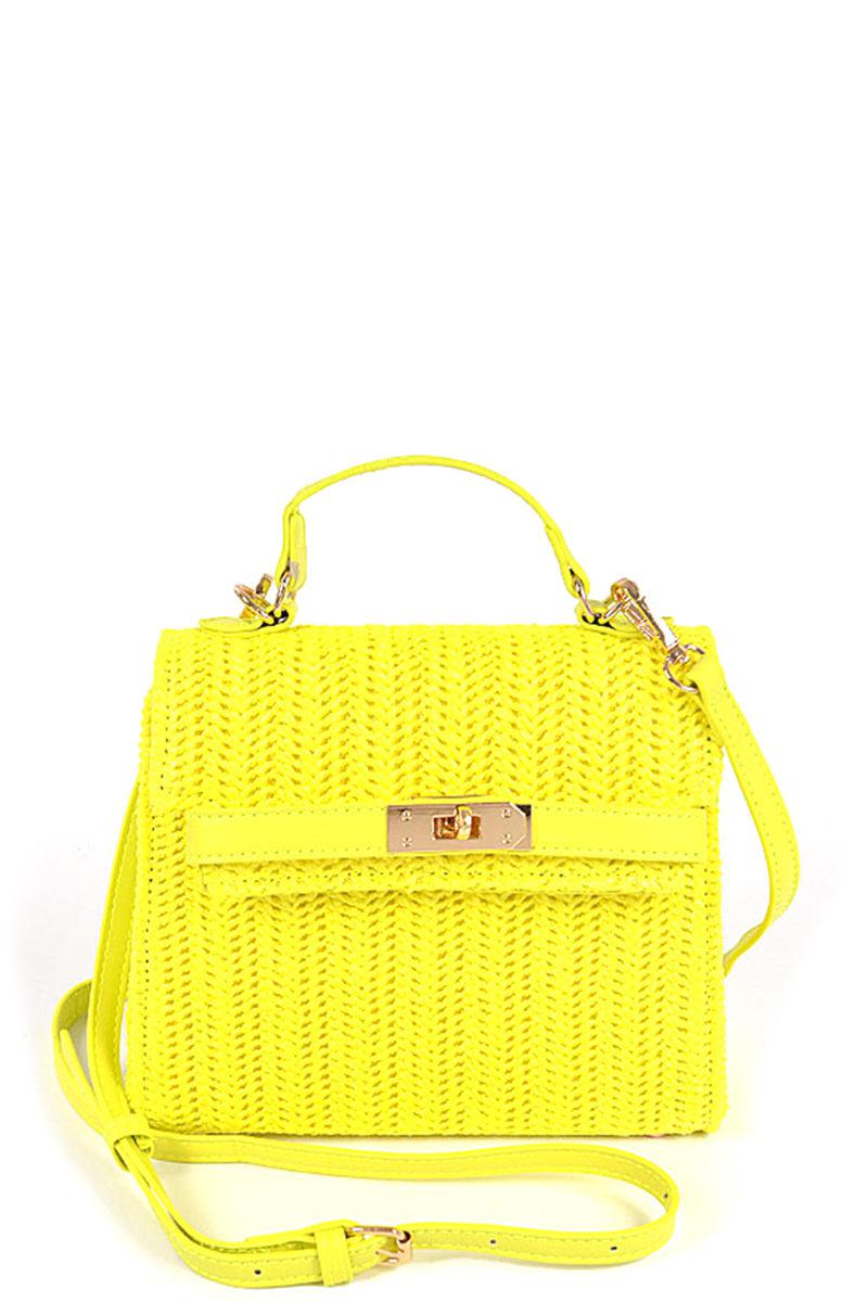 Faux Straw Top Handle Clutch Blue Zone Planet