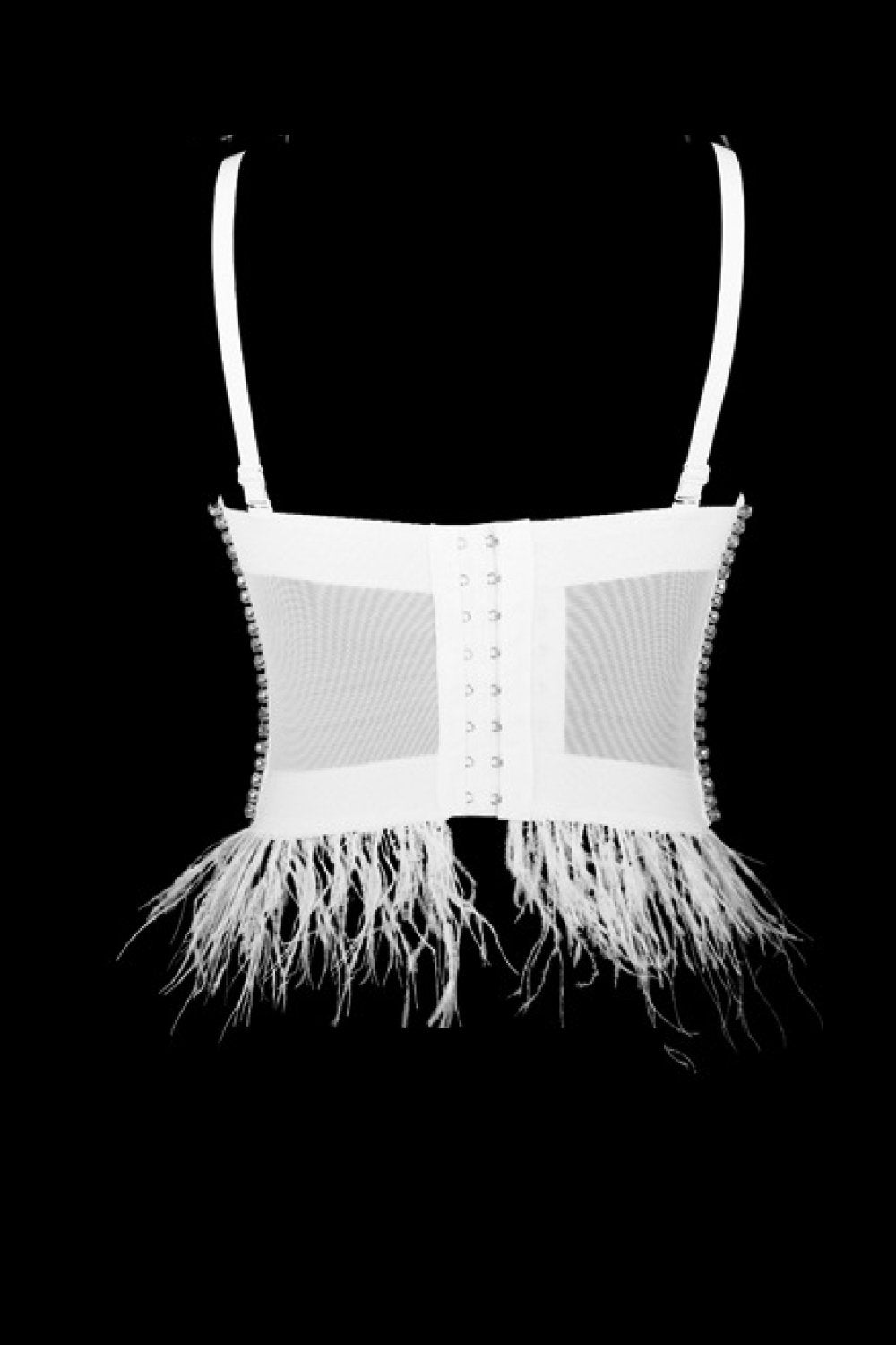 Feather Trim Rhinestone Bustier BLUE ZONE PLANET