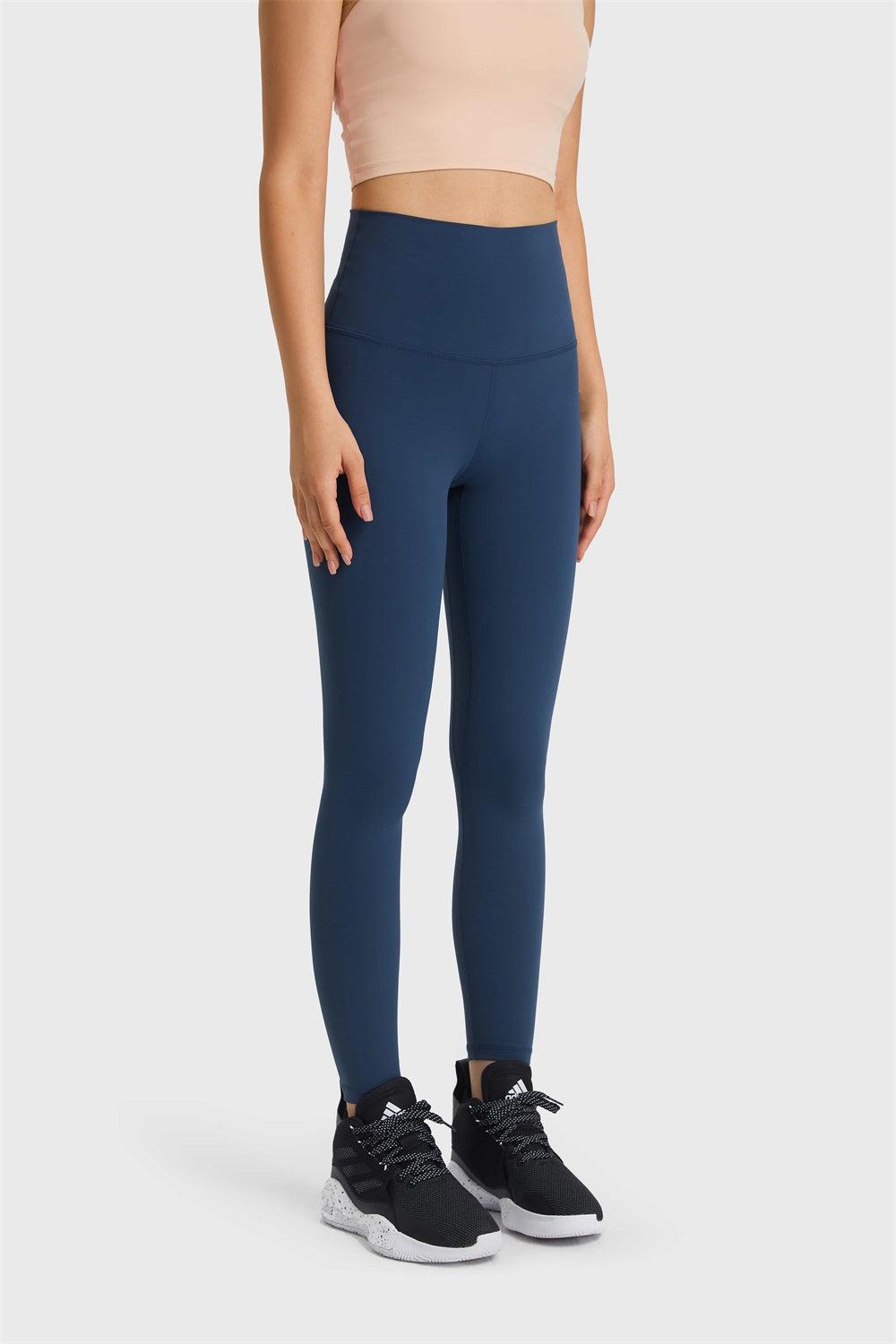 Feel Like Skin Elastic Waistband Yoga Leggings BLUE ZONE PLANET